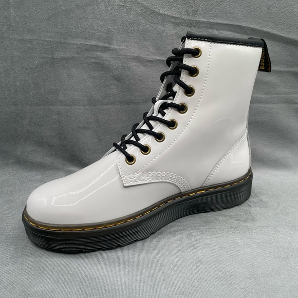 Dr. Martens Unisex‎ Zavala White Patent Leather Combat Boots Women’s US 7 - Picture 8 of 12
